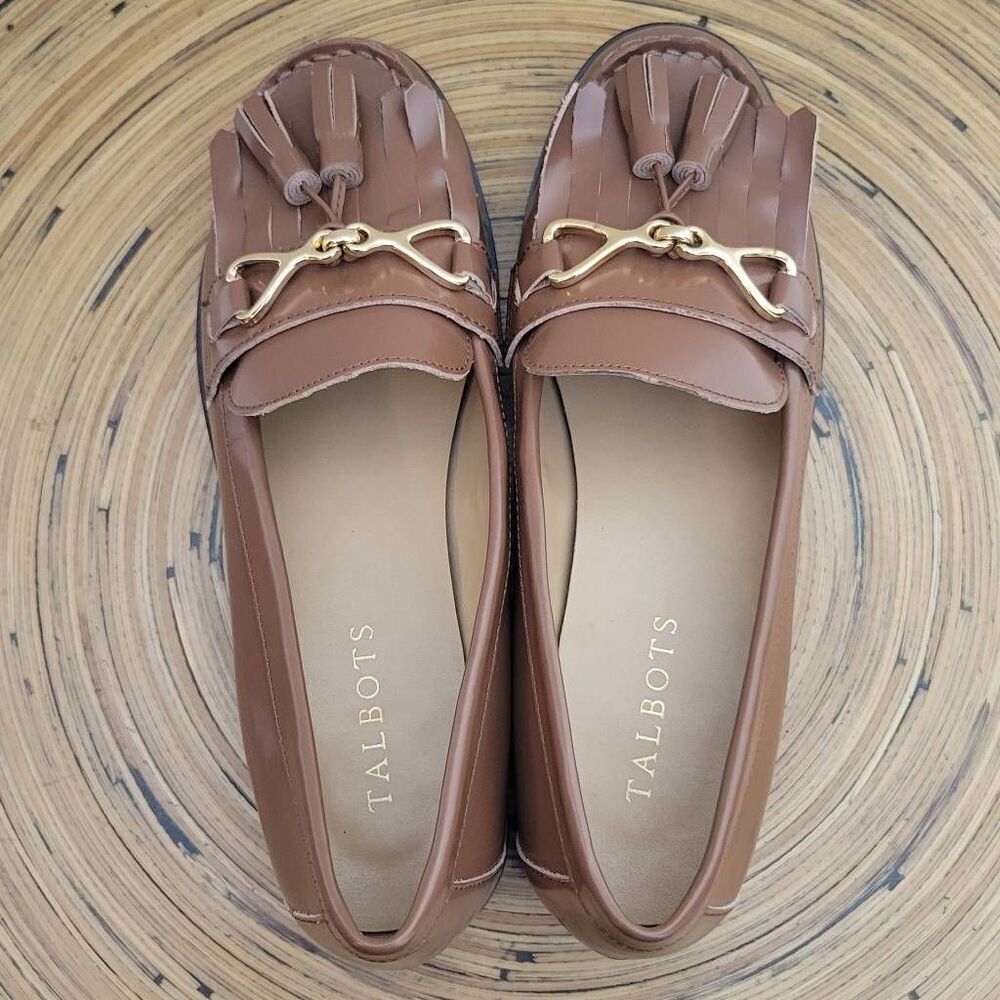 Talbots Laura Tasseled Leather Loafers 7 Brown